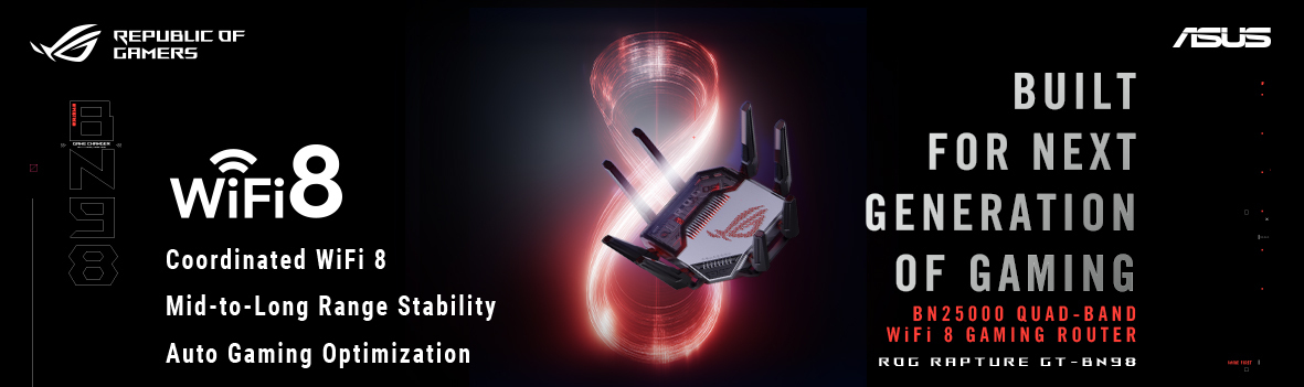 ASUS ROG Rapture GT-BE98 WiFi 8 Gaming Router | Next-Gen Gaming