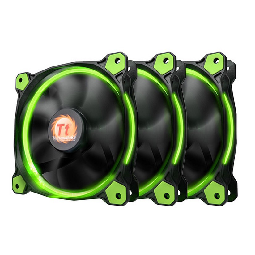 Thermaltake Riing 12 Green High Static Pressure LED Radiator 120mm Fan - 3 Fans Pack (CL-F055-PL12GR-A)