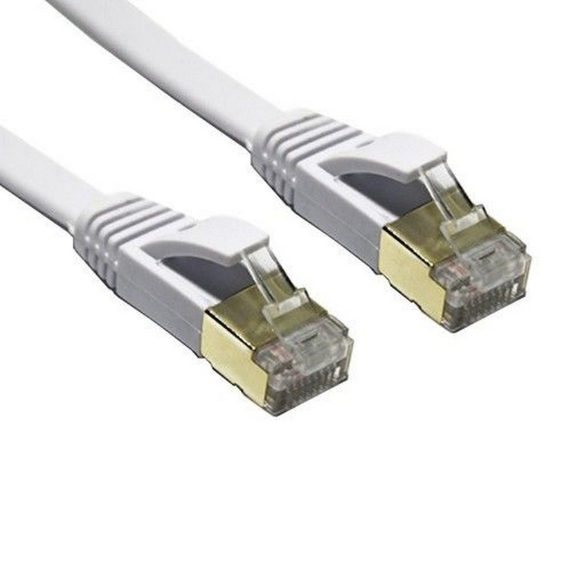 Edimax 10m White 10GbE Shielded CAT7 Network Cable - Flat (EA3-100SFW)