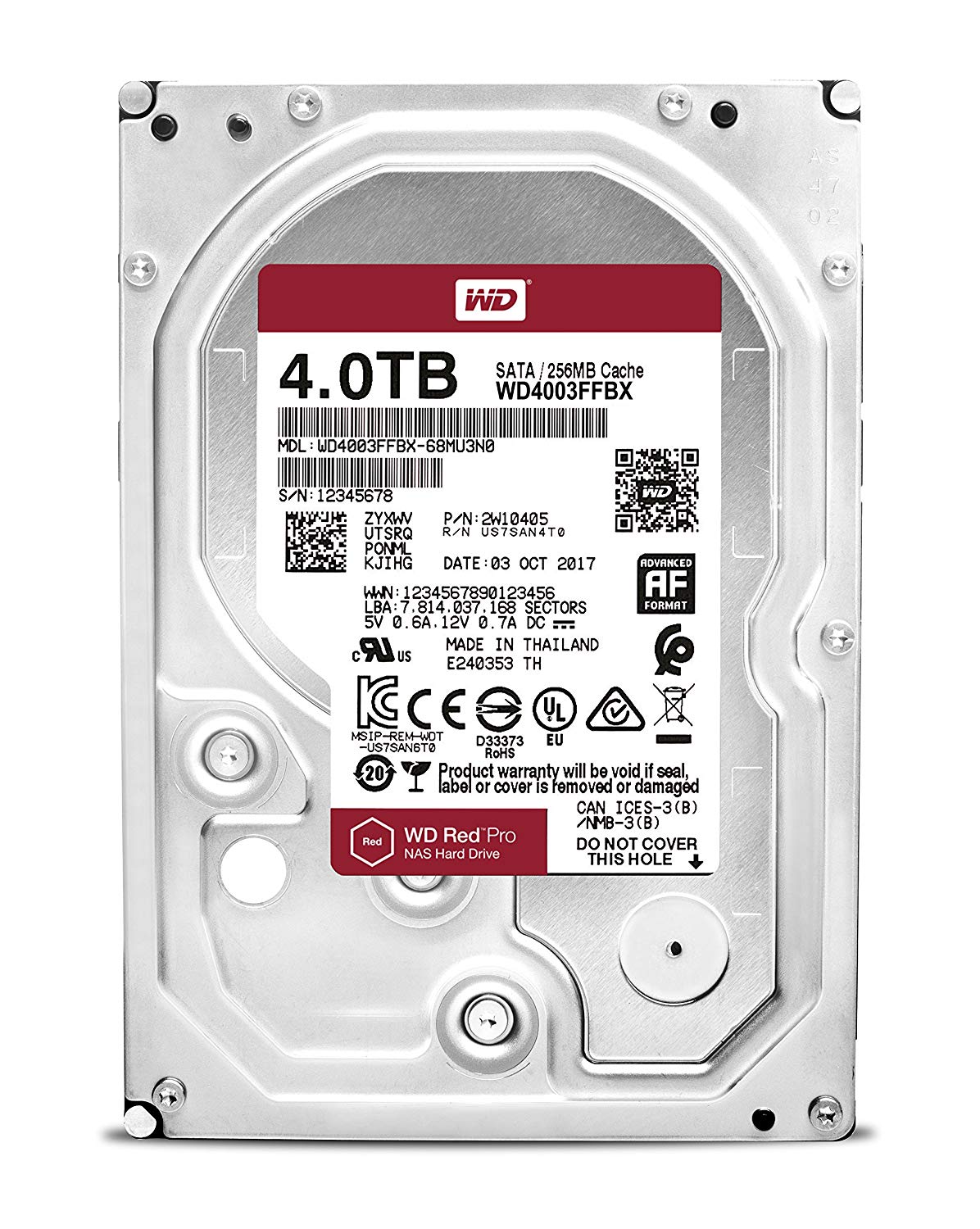 Western Digital WD4003FFBX 4TB Red Pro 256MB 3.5IN SATA 6GB/S 7200RPM