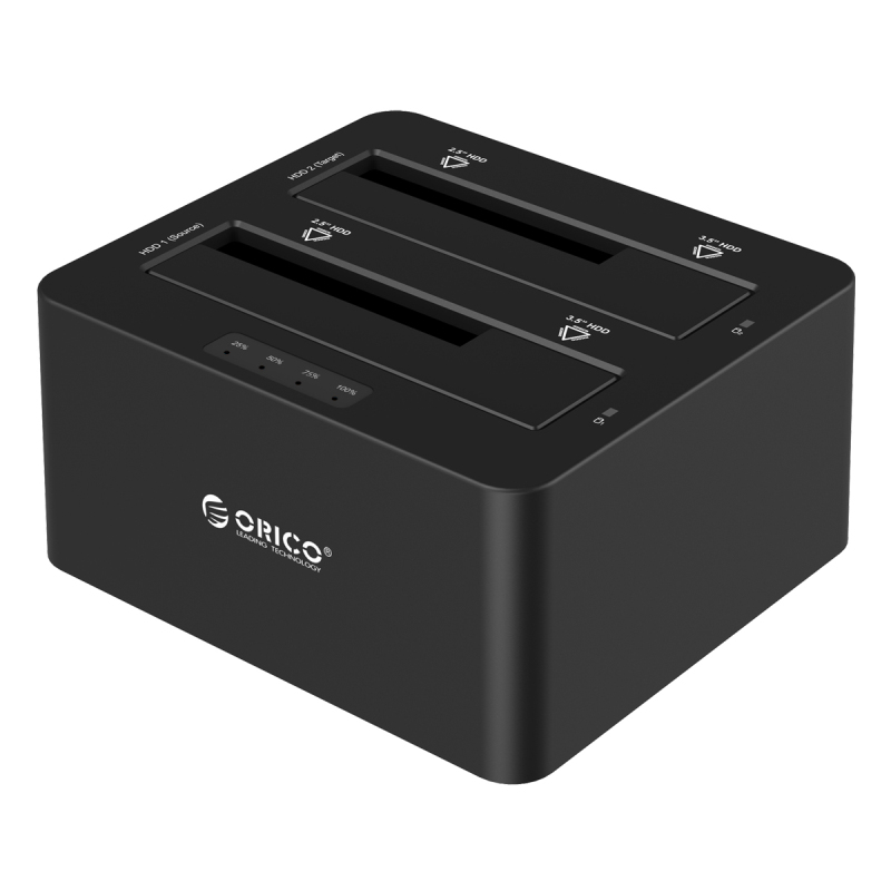 Orico 2.5in or 3.5in Dual Bay USB3 Hard Drive Clone and Dock - Black
