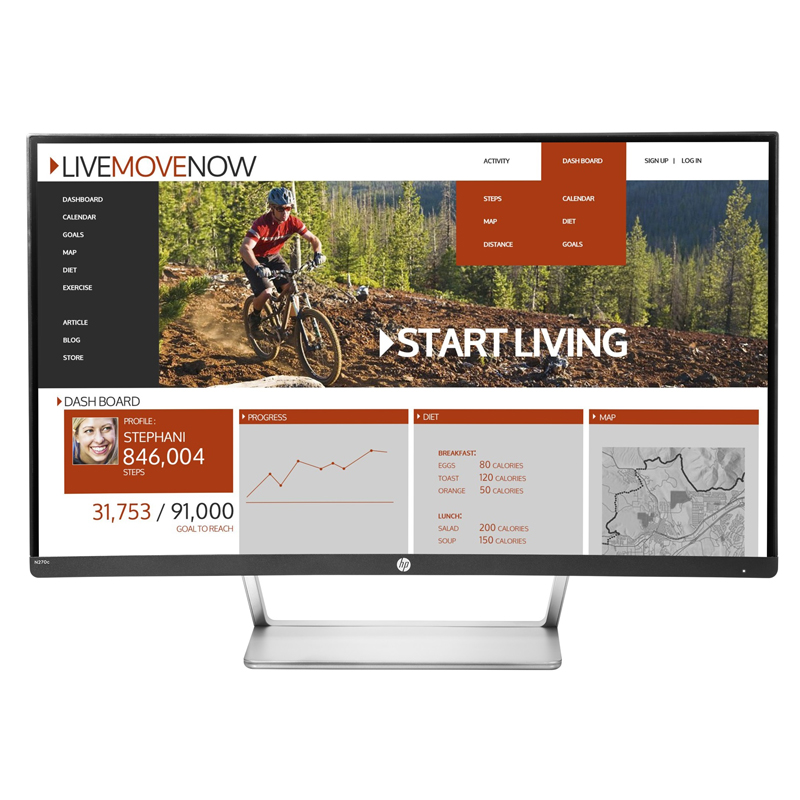 HP N270c 27inch FHD VGA HDMI DP Tilt Curved Monitor