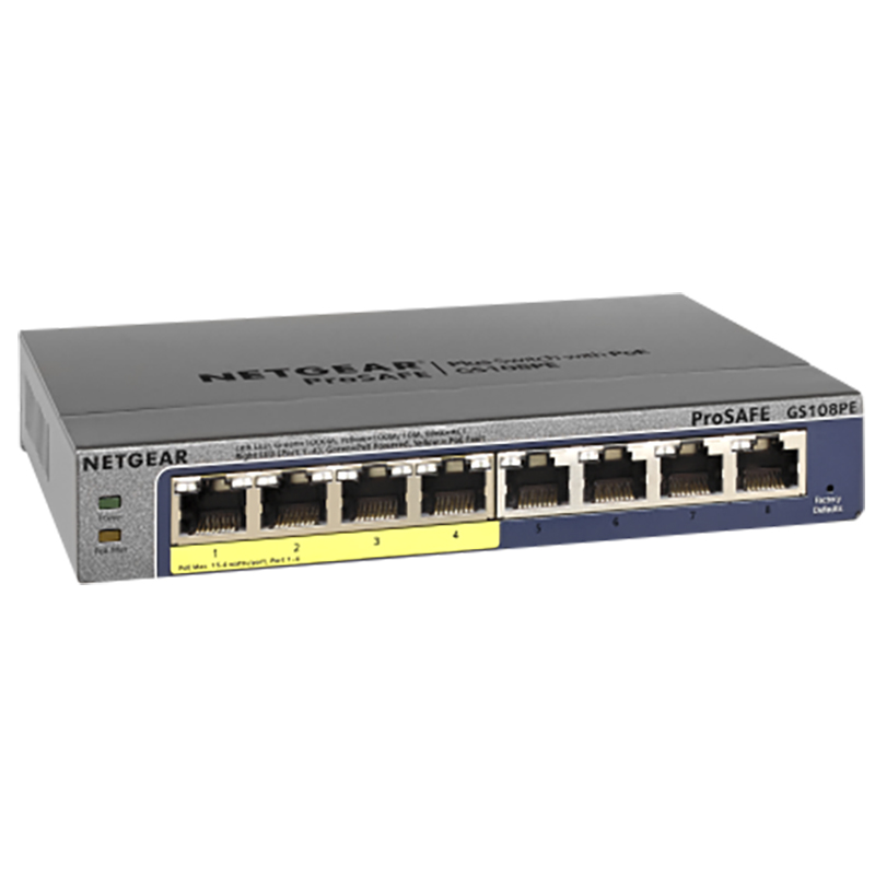 Netgear GS108PE-300AUS 8-Port Prosafe Plus Gigabit Switch w 4 port PoE