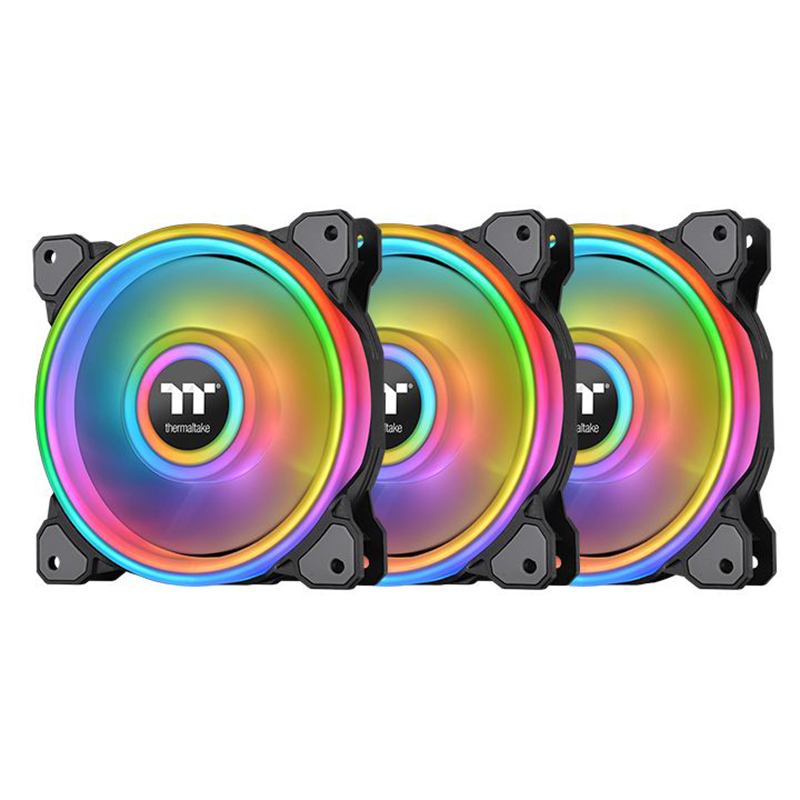 Thermaltake Riing Quad 14 140mm RGB Radiator Fan TT Premium Edition Black - 3 Pack (CL-F089-PL14SW-A)