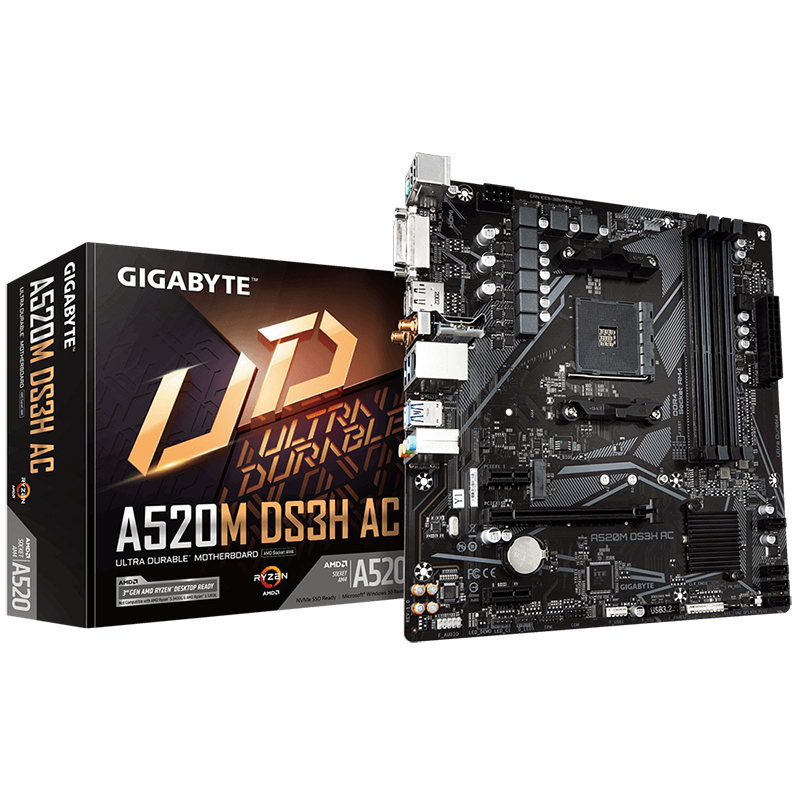 Gigabyte A520M DS3H AC AM4 mATX Motherboard (A520M DS3H AC)