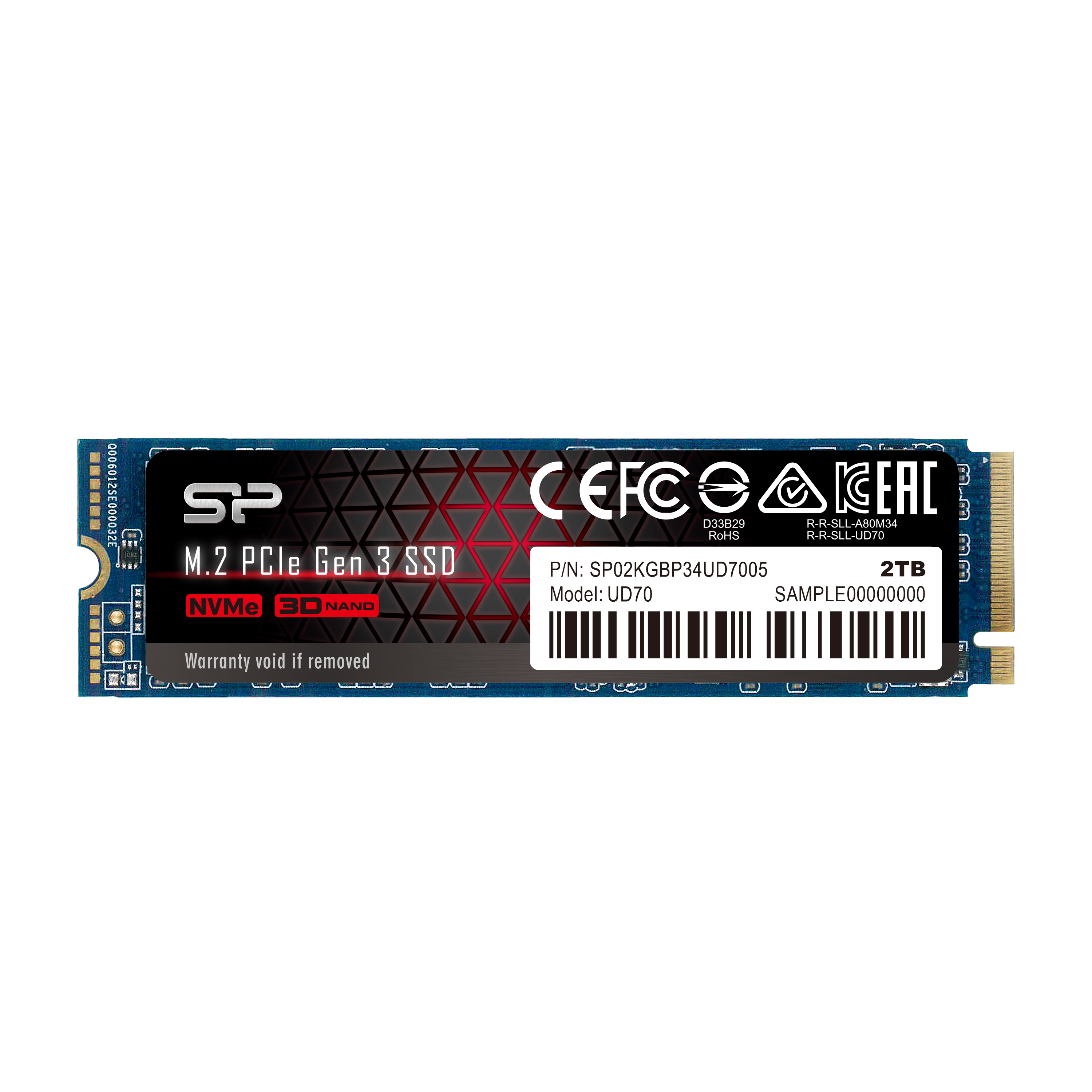Silicon Power 2TB UD70 Gen3x4 TLC R/W up to 3,400/3,000 MB/s PCIe M.2 NVMe SSD