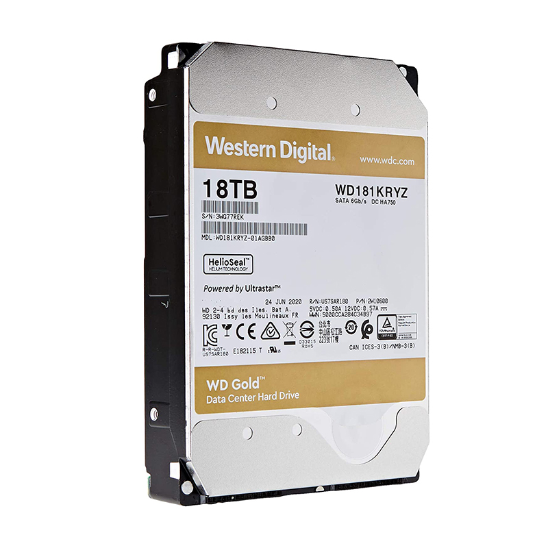 Western Digital 18TB Gold 7200RPM 3.5in SATA Enterprise Hard Drive (WD181KRYZ)