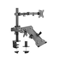 Brateck Double Joint Articulating Steel Monitor Arm with Laptop Holder (LDT12-C1M2KN)