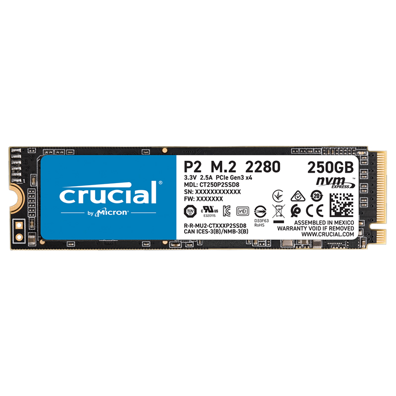 Crucial P2 250GB CT250P2SSD8 PCIe Gen3 M.2 2280 NVMe SSD