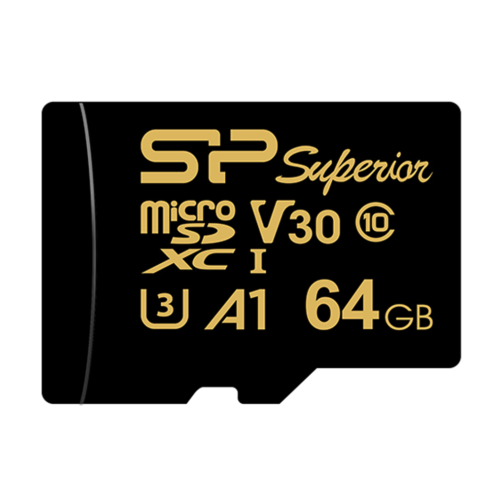 Silicon Power Golden 4K/HD High Endurance 64GB for Dash Cams & Security Cams Micro SDXC Card U3, C10, A1, V30 with Adapter