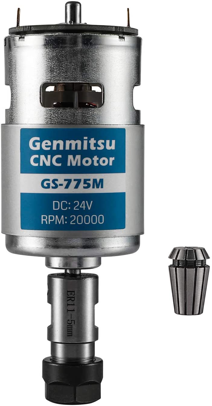 Genmitsu GS-775M 20000RPM 775 CNC Spindle Motor with 5mm ER11 Collet Set, CNC 3018 Upgraded Accessories, DC 24V, High Power, Noise Suppression
