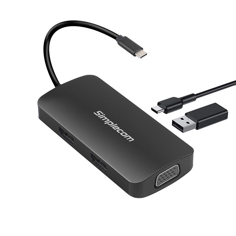 Simplecom DA450 USB Type C 5 in 1 MST Hub with VGA and Dual HDMI Multiport Adapter - OPENED BOX 73280