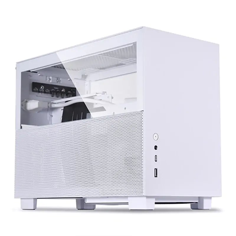 Lian Li PC-Q58W3 Mesh Tempered Glass Mini-ITX Case with PCIe Riser  Cable White