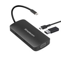 Simplecom USB Type C 5 in 1 MST Hub with VGA and Dual HDMI Multiport Adapter (DA450)