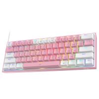 Redragon K617 Fizz 60% Wired RGB Gaming Keyboard, 61 Keys Compact Mechanical Keyboard w/White and Pink Color Keycaps, Linear Red Switch