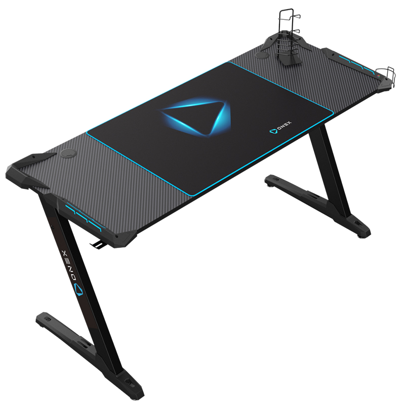 ONEX GD1600Z 60in RGB Large Gaming Desk with Free Headset Hook, Full Coverage Mousepad and Cup Holder