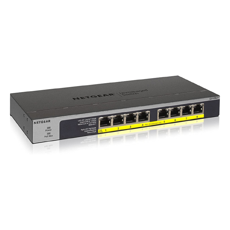 Netgear GS108LP 8-Port PoE/PoE+ Gigabit Ethernet Unmanaged Switch