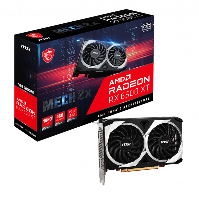 MSI Radeon RX 6500 XT Mech 2x OC 4G Graphics Card (MSI RADEON RX 6500 XT MECH 2X 4G OC)