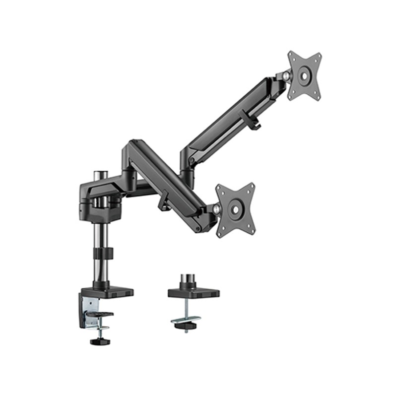 Brateck 17in-32in Dual Monitors Pole-Mounted Epic Gas Spring Aluminum Monitor Arm Space Grey (LDT37-C024P-SG)