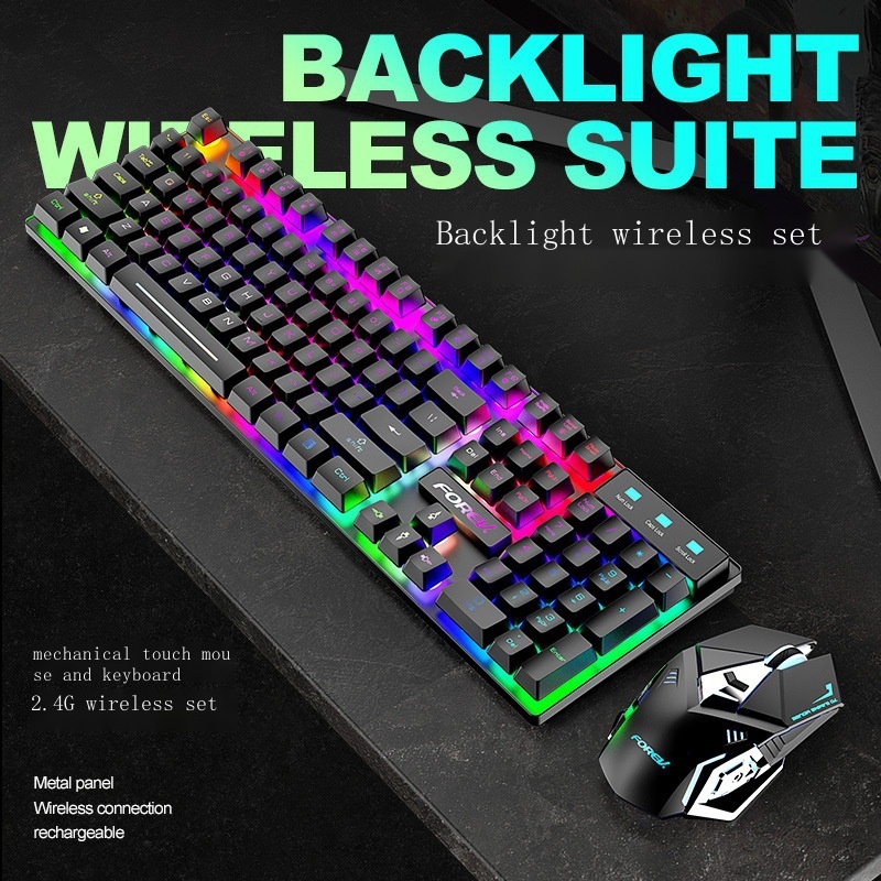 Wireless charging keyboard and mouse color backlight game hanging mechanical touch keyboard and mouse set