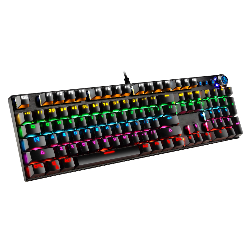 Y-FRUITFUL Wired Keyboard Mechanical Gaming Keyboard Blue Switch,RGB Rainbow LED Backlit with 104 keys and Multimedia Shortcus for Gamer PC Mac