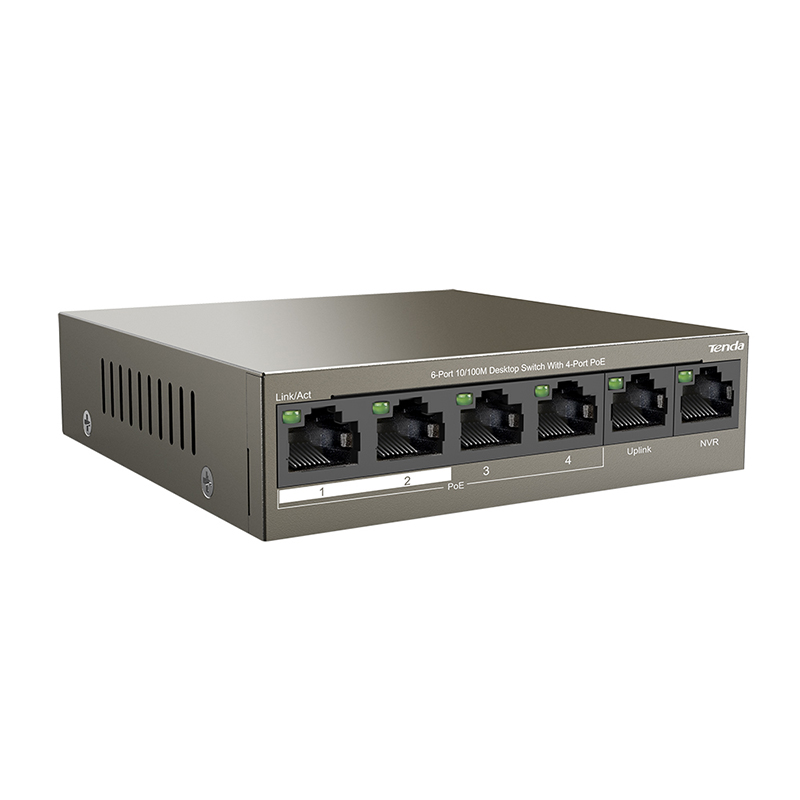 Tenda 6 Port 10/100M Desktop Switch with 4-Port PoE (TEF1106P-4-63W)