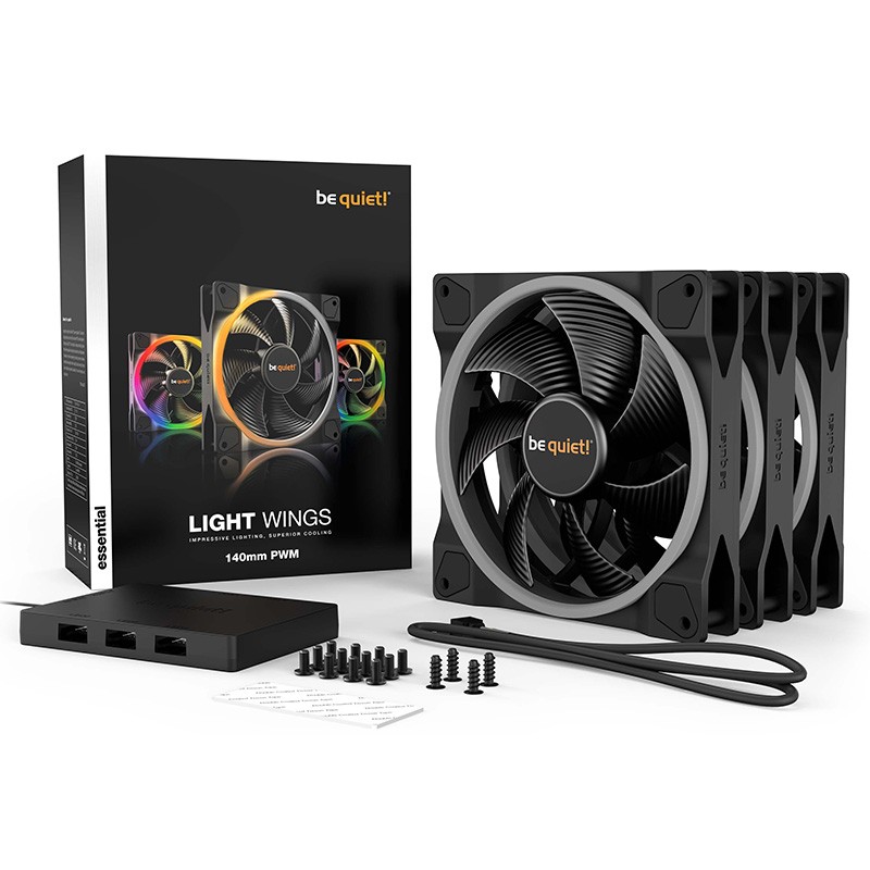 be quiet! Light Wings 140mm ARGB PWM Fan 3 Pack - Black (BL078)