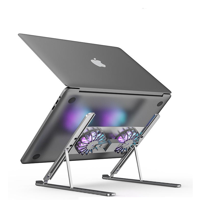 BONERUY Laptop Cooling Stand with Fan Computer Cooling Fan Laptop Cooling Pad for Gaming Laptop MacBook Air Pro 9-17”Notebook Aluminum Sliver