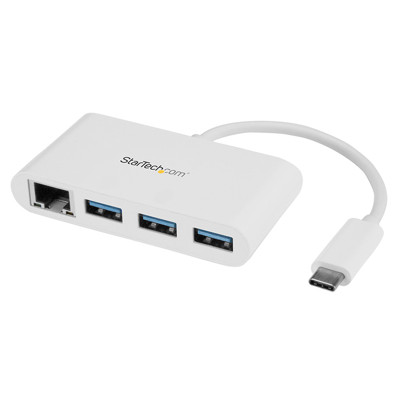 StarTech 3 Port USB C Hub with GbE USB C to 3x USB A USB 3.0 Hub