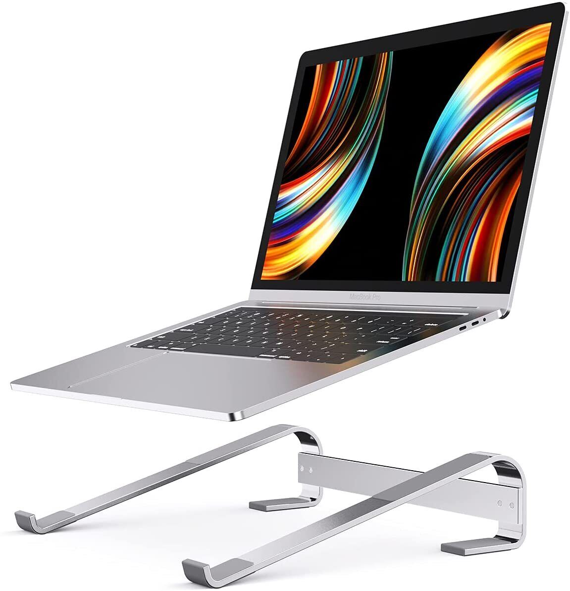 FRUITFUL Portable Laptop Stand Holder Aluminium Laptop Mount Ergonomic Computer Stand Compatible with MacBook Laptops 10-17"- Silver