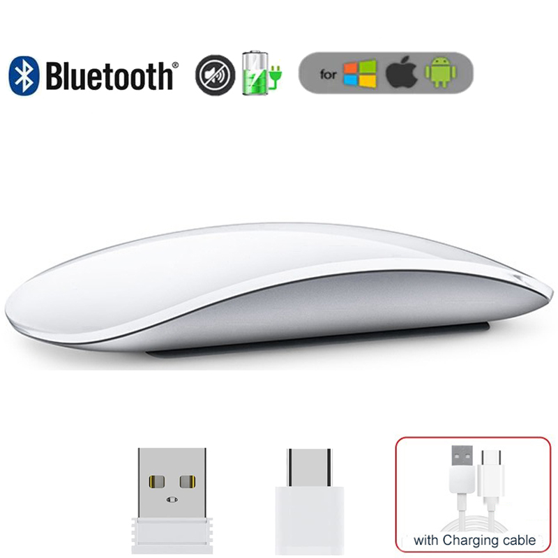 Wireless Mouse Bluetooth Mouse Rechargeable Silent Mouse USB and Type-C Dual Mode Optical Mice 3 Adjustable DPI For Laptop Apple Mac PC iPad