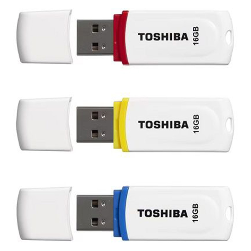 Toshiba PA02 16GB USB 2.0 Flash Drive Triple Pack Red,Blue,Orange