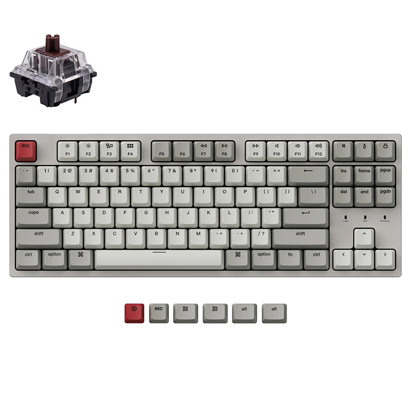 Keychron C1 Wired Retro TKL Hot-Swappable Mechanical Keyboard - Brown Switch (KBKCC1M3ZBROWN)