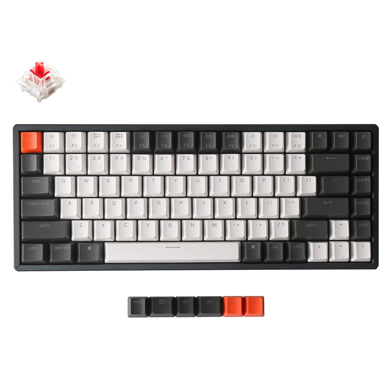 Keychron K2v2 RGB Aluminum Frame Wireless Wired Compact Hot-Swappable Mechanical Keyboard - Red Switch (KBKCK2C1HRED)