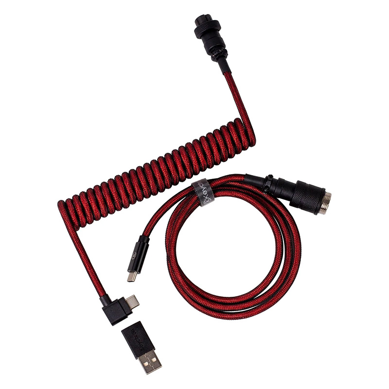 Keychron Premium Coiled Aviator Cable Red - Angled (CABKCCAB-4)