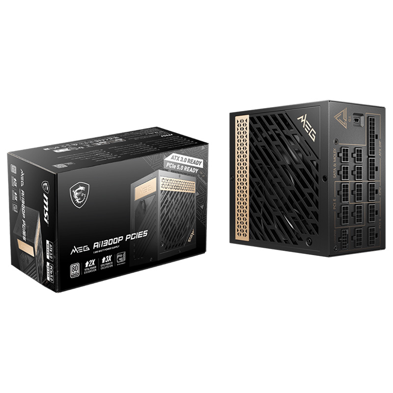 MSI 1300W MEG A1300iP ATX 3.0 PCIe 5 Ready 80+ Platinum Power Supply (MEG Ai1300P PCIE5)