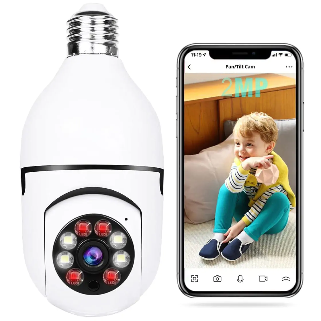 WiFi Light Bulb Camera - 1080P 360 Degree Security Camera Surveillance  Camera