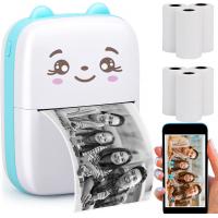Portable Printer, Mini Pocket Wireless Bluetooth Thermal Printers with 6  Rolls Printing Paper for Android iOS Smartphone, BT Inkless Printing Gift