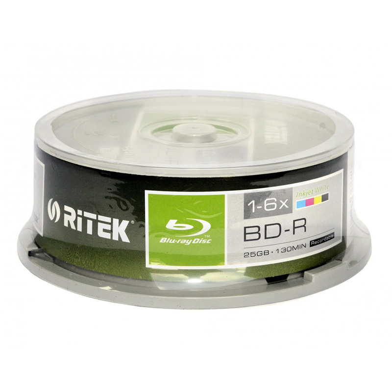Ritek Blu-Ray BD-R 25GB Printable Media - 25 Pack (DISKRTBD-R25)