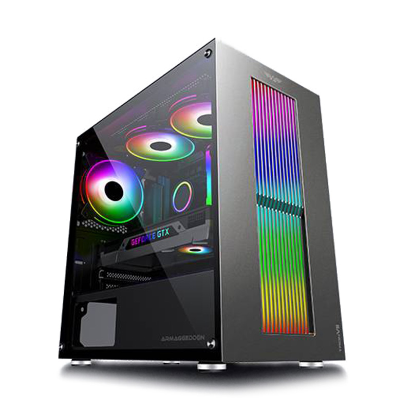 Armaggeddon Tron VII Tempered Glass mATX Gaming Case - Black (TRON VII Black)