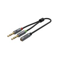 Unitek 3.5mm Female to 2 x Male Audio Cable - 20cm
