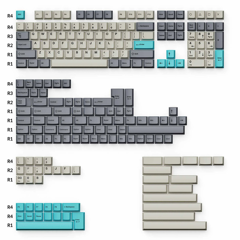 Keychron Cherry Profile Double-Shot PBT Full Set Keycaps - Dolch Blue (ACCKCKCPBT19)