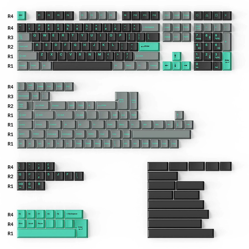 Keychron Cherry Profile Double-Shot PBT Full Set Keycaps - Hacker Mint (ACCKCKCPBT16)