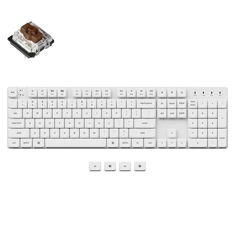 Keychron K5 SE Low-Profile White Backlit Gateron Mechanical Bluetooth Wireless Keyboard White Keycap - Brown Switch (KBKCK5SEA3W)