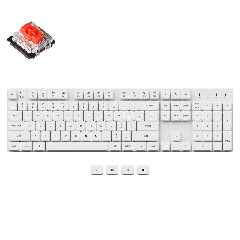 Keychron K5 SE Low-Profile White Backlit Gateron Mechanical Bluetooth Wireless Keyboard White Keycap - Red Switch (KBKCK5SEA1W)