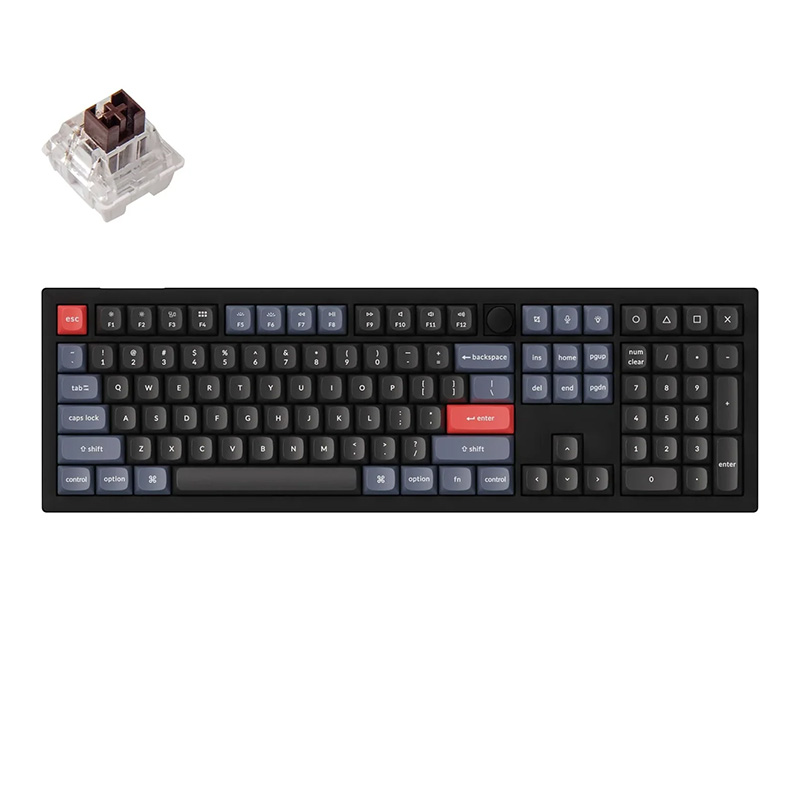 Keychron V6 QMK 100% RGB Custom Carbon Black Wired Mechanical Keyboard - Brown Switch (KBKCV6D3BROWN)