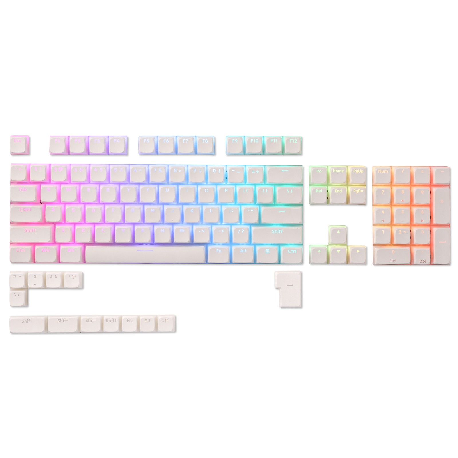 LTC LavaCaps PBT Double Shot 117-Key Pudding Keycaps Set, Translucent XDA Profile for ISO & ANSI Layout 61/68/84/87/104 Keys Mechanical Keyboard,White