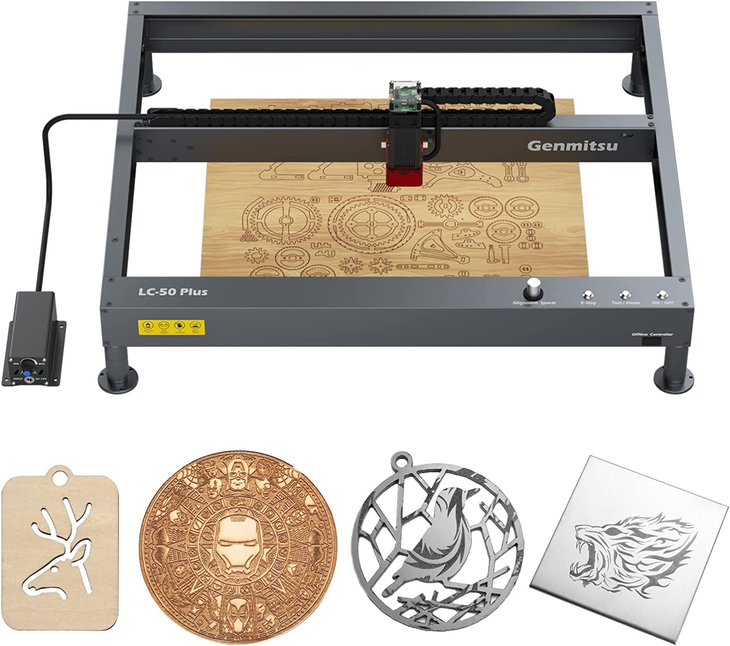 Genmitsu LC-50 PLUS 10W Compressed Spot Optical Power Laser Engraver, Higher Accuracy Laser Cutter with Air Assist System & Linear Rails