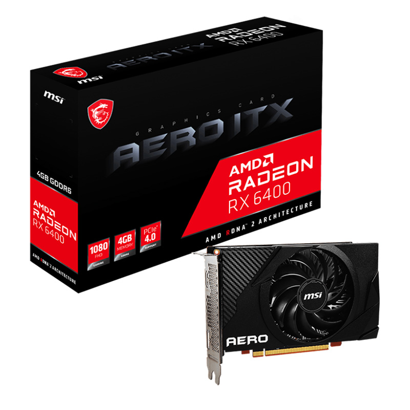 MSI Radeon RX 6400 Aero ITX 4G Graphics Card (RX 6400 AERO ITX 4G)