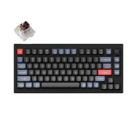 Keychron V1 QMK 75% RGB Custom Carbon Black Wired Mechanical Keyboard - Brown Switch